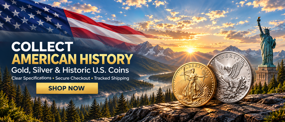 Republic Rare Coins American history gold and silver coin banner